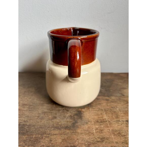 Vintage Two Tone Farmhouse Style Pitcher | McCoy Pottery | Brown and Cream - Picture 4 of 6